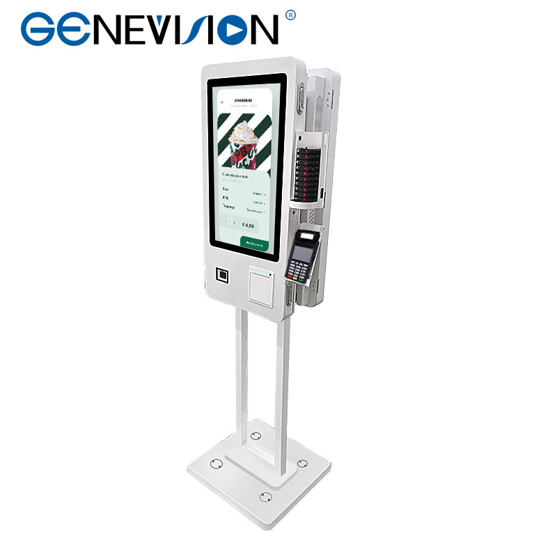 Ordering payment kiosk restaurant 24 inch dual-screen on one floor stand