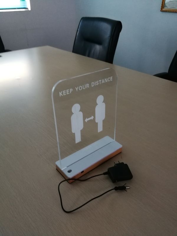 DC12V Six Color Transparent Acrylic LED Sign With Wooden Base