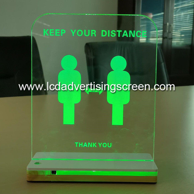 led light warning Rectang Acrylic Distance safety sign  colorful prints Remark bright screen graph distance light sign