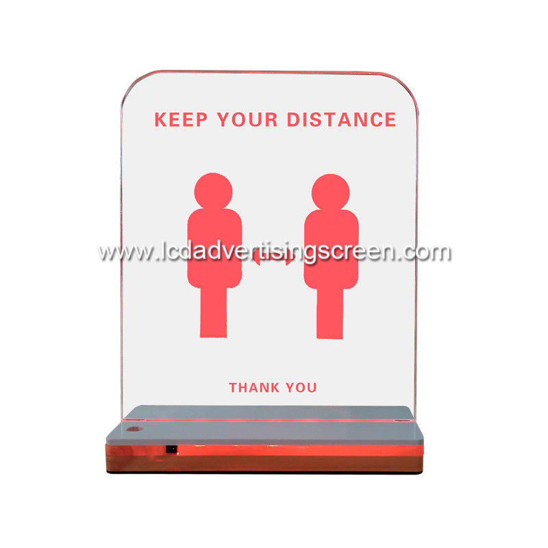 led light warning Rectang Acrylic Distance safety sign  colorful prints Remark bright screen graph distance light sign