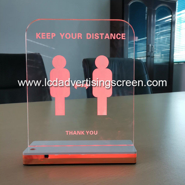 led light warning Rectang Acrylic Distance safety sign  colorful prints Remark bright screen graph distance light sign