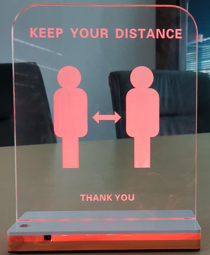 22*32cm Li Battery Acrylic Board Distance Keeping Sign