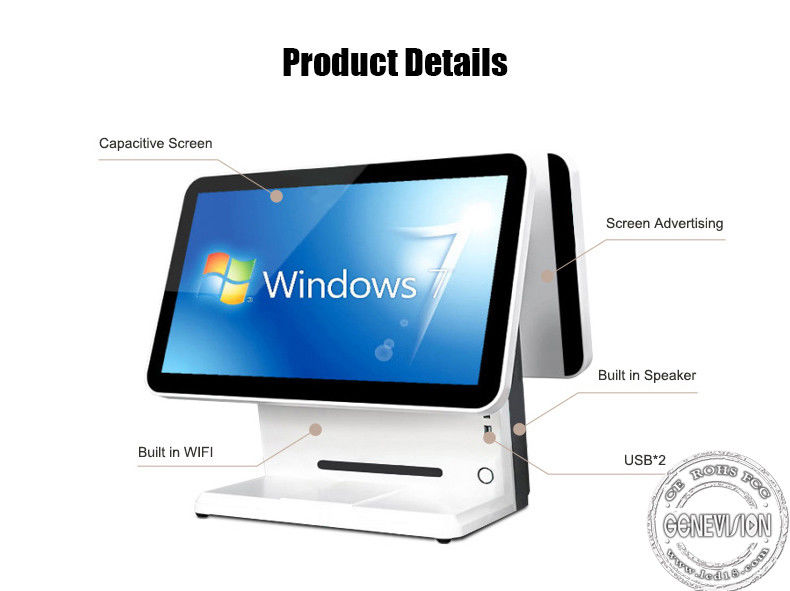 250CD/M2 Dual Screen 1920x1080 TFT Supermarket Cashier With Printer